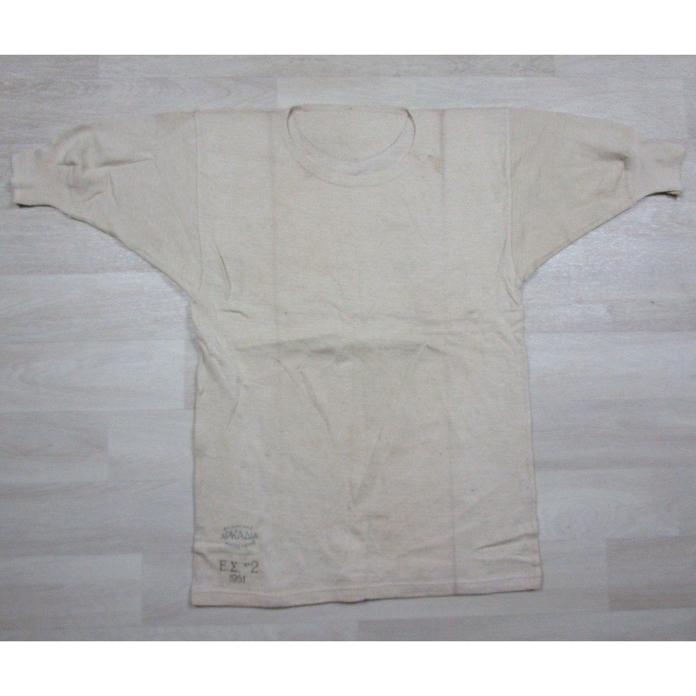 Vintage 50s Greek Military Wool Undershirt (S/M) Arcadia Greece Sparta Battalion